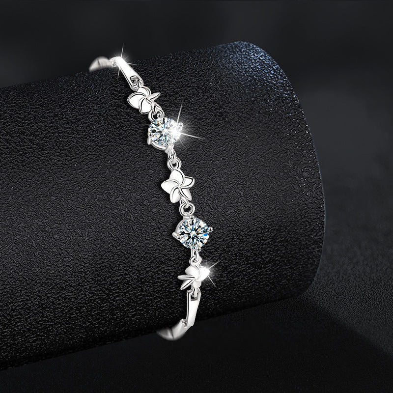 S925 Sterling Silver & Moissanite Five-Leaf Clover Bracelet