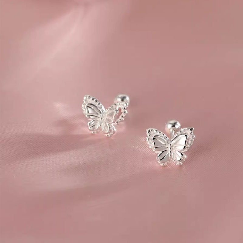 999 Silver Butterfly shaped Earrings - Silvery