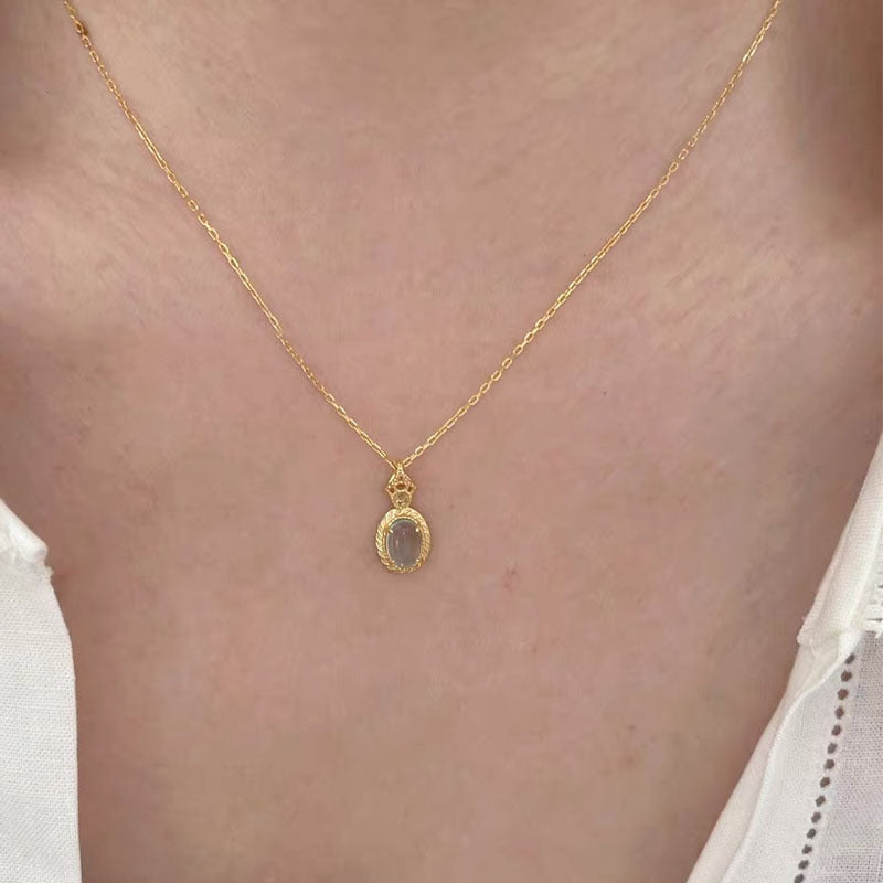 925 sterling silver aquamarine pendant necklace - golden
