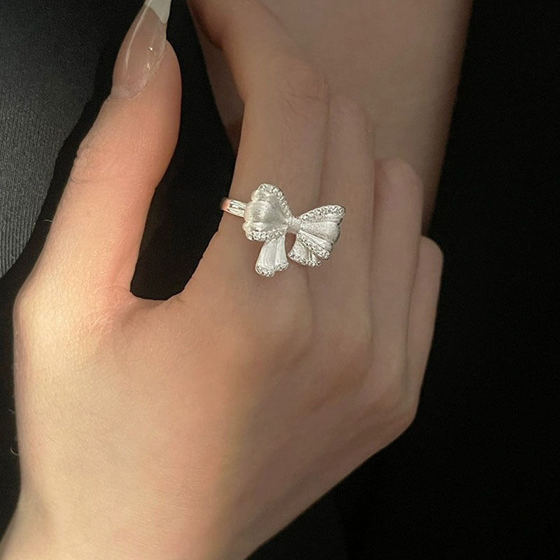 925 sterling silver bowknot ring - silvery