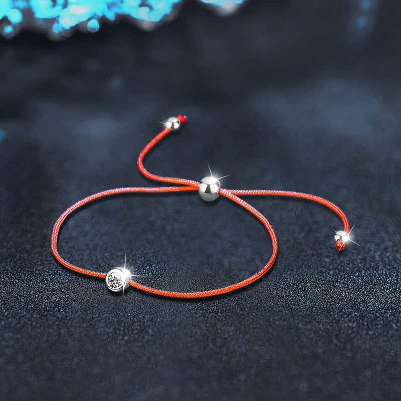 925 Sterling Silver Moissanite Red String Bracelet
