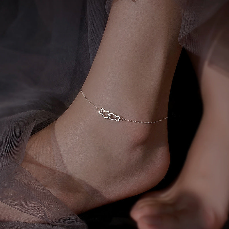 925 sterling silver ankle chain - silvery