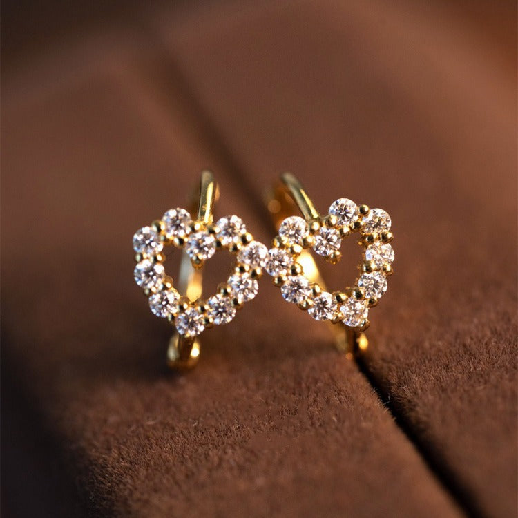 925 sterling silver heart-shaped ear buckle - golden