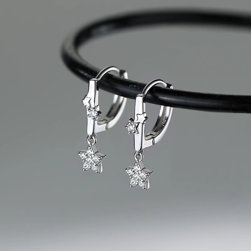 925 sterling silver star pendant ear buckle