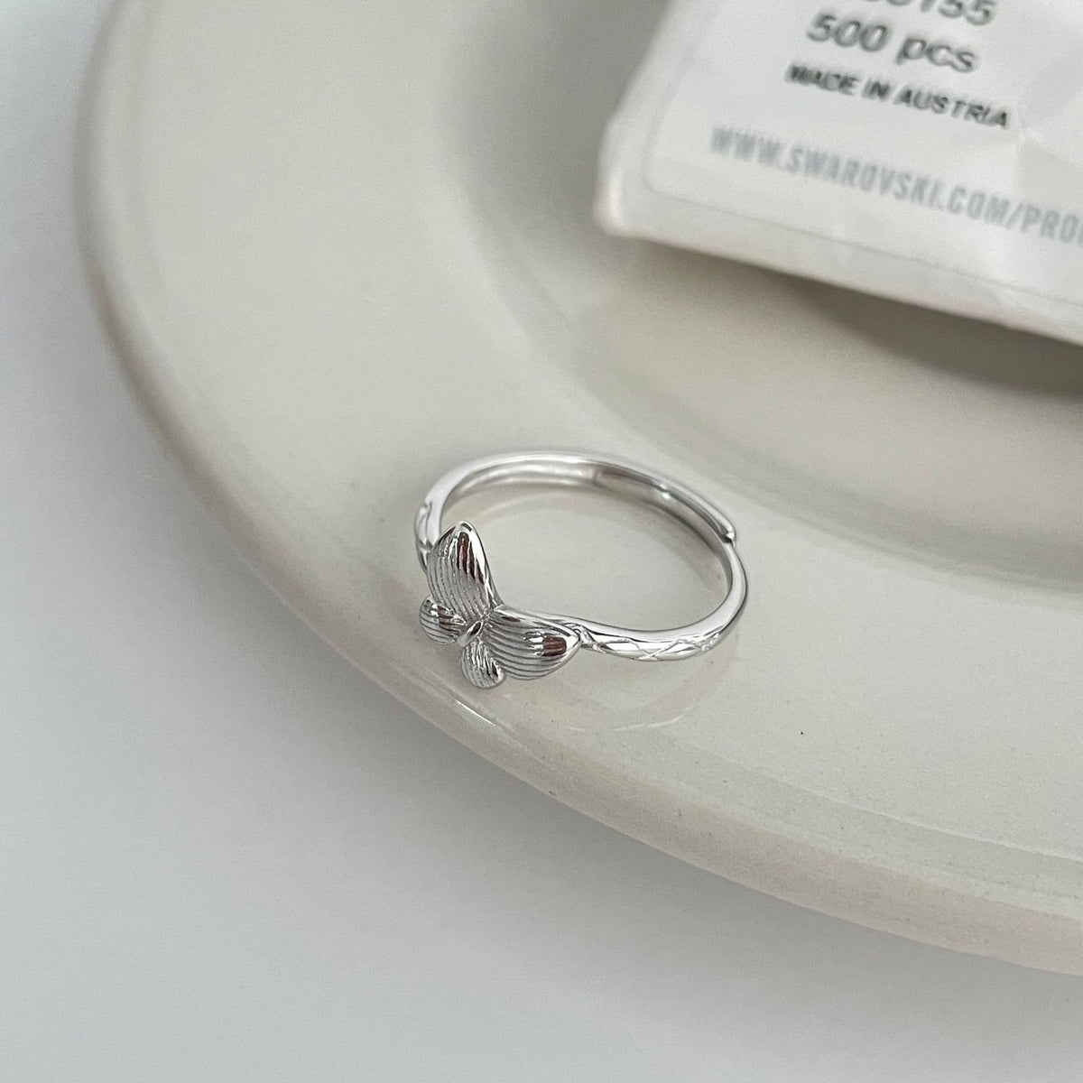 925 sterling silver butterfly shaped open ring - silvery