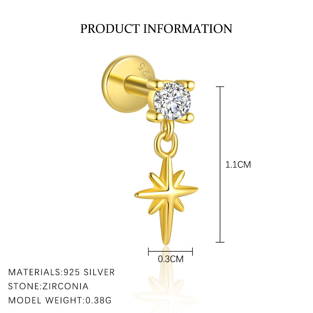 S925 Sterling Silver Irregular Zircon Stud Earrings