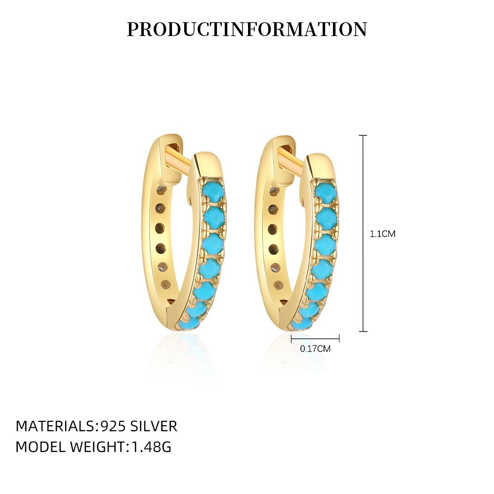S925 Sterling Silver Turquoise Stud Earrings