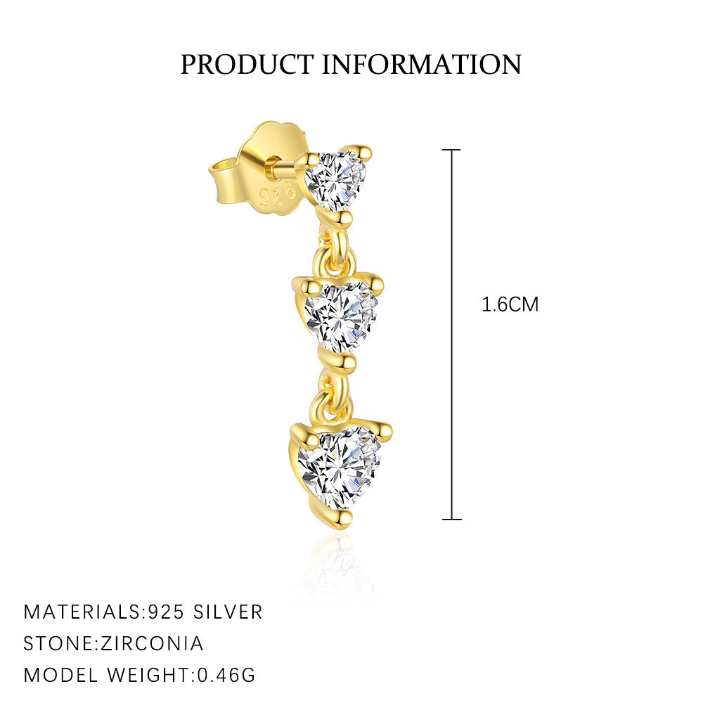 S925 Sterling Silver Tassel and Zircon Stud Earrings