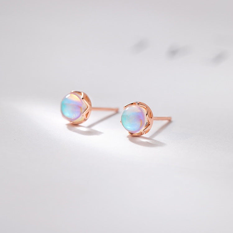 925 sterling silver imitation moonstone earrings