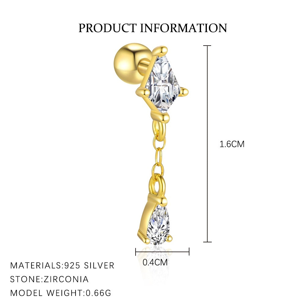 S925 Sterling Silver Zircon Round-Stud Earrings