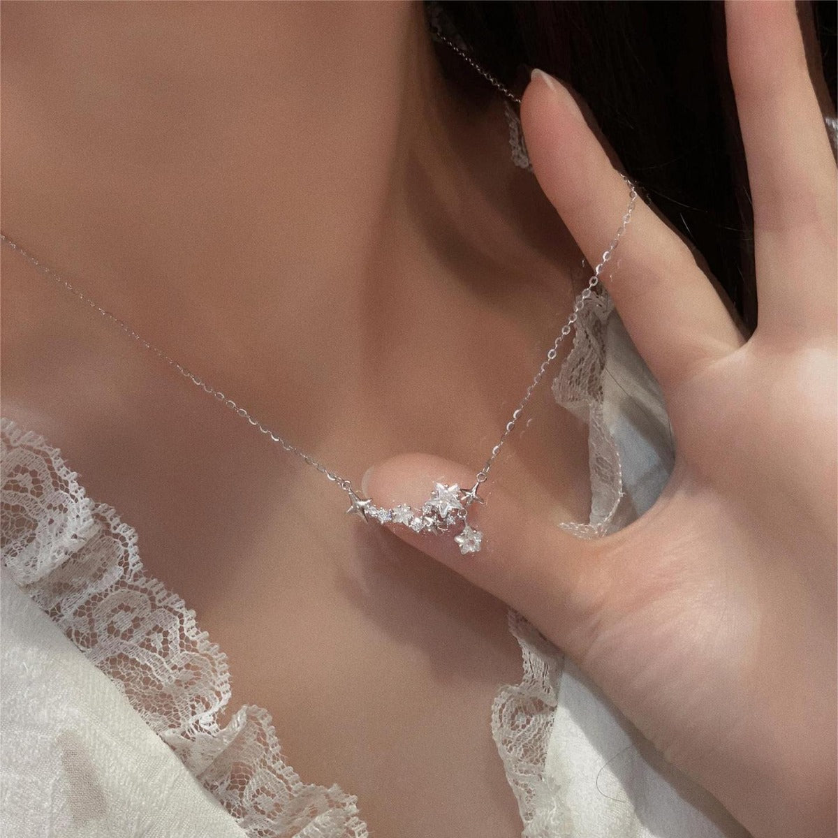 925 sterling silver star pendant necklace - silvery