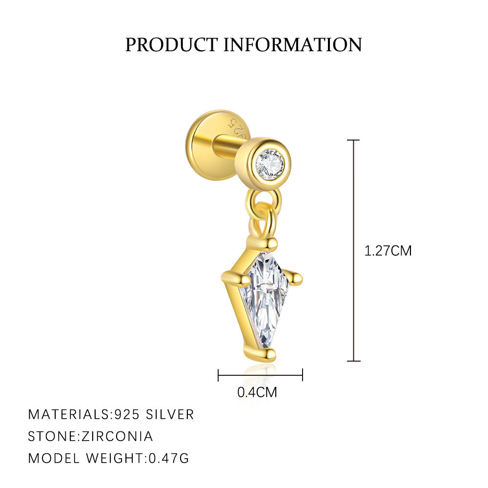 S925 sterling silver stud earrings with cubic zirconia