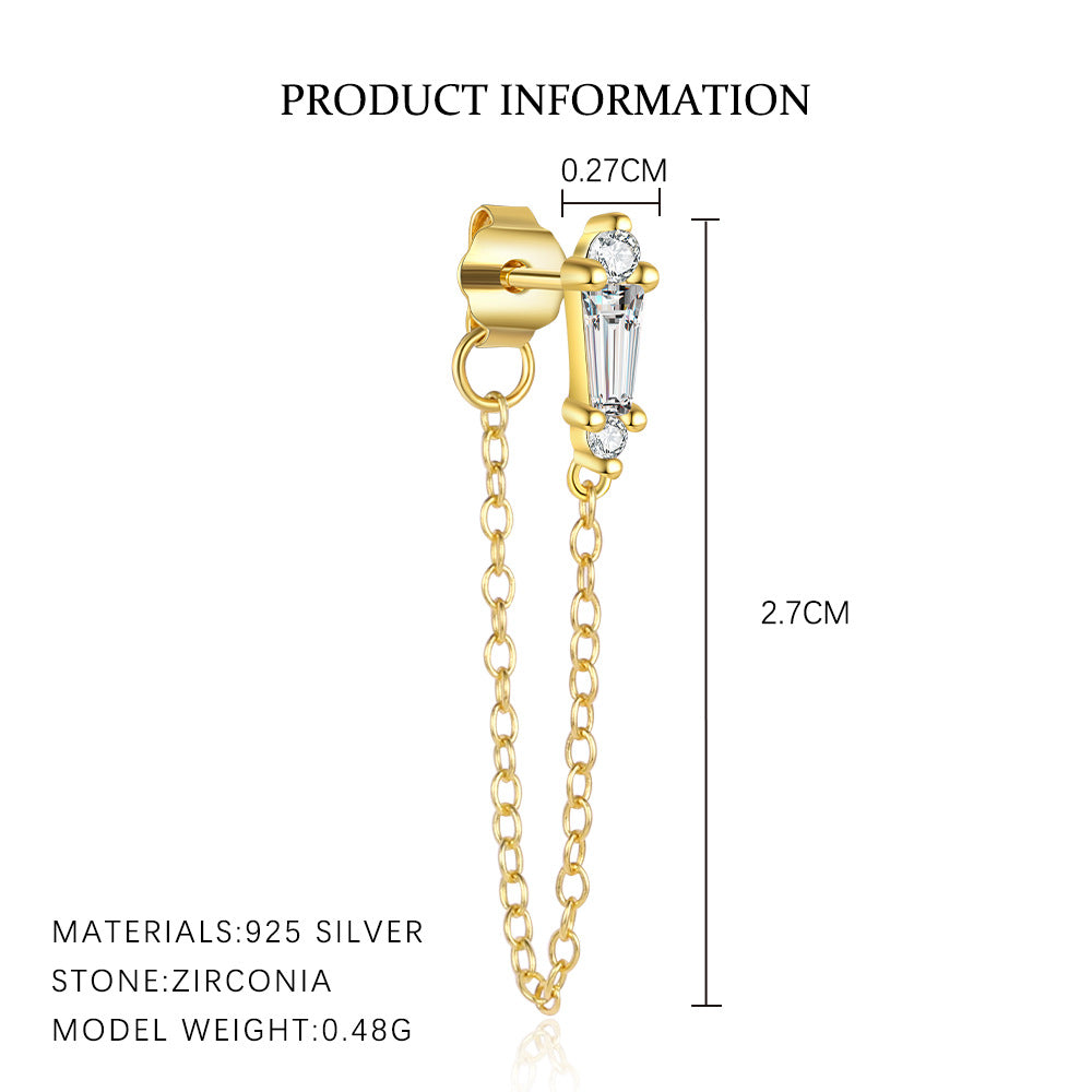 S925 sterling silver stud earrings with cubic zirconia