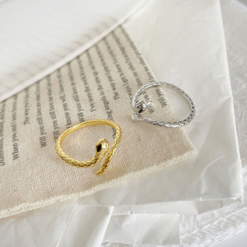 S925 sterling silver snake shaped ring
