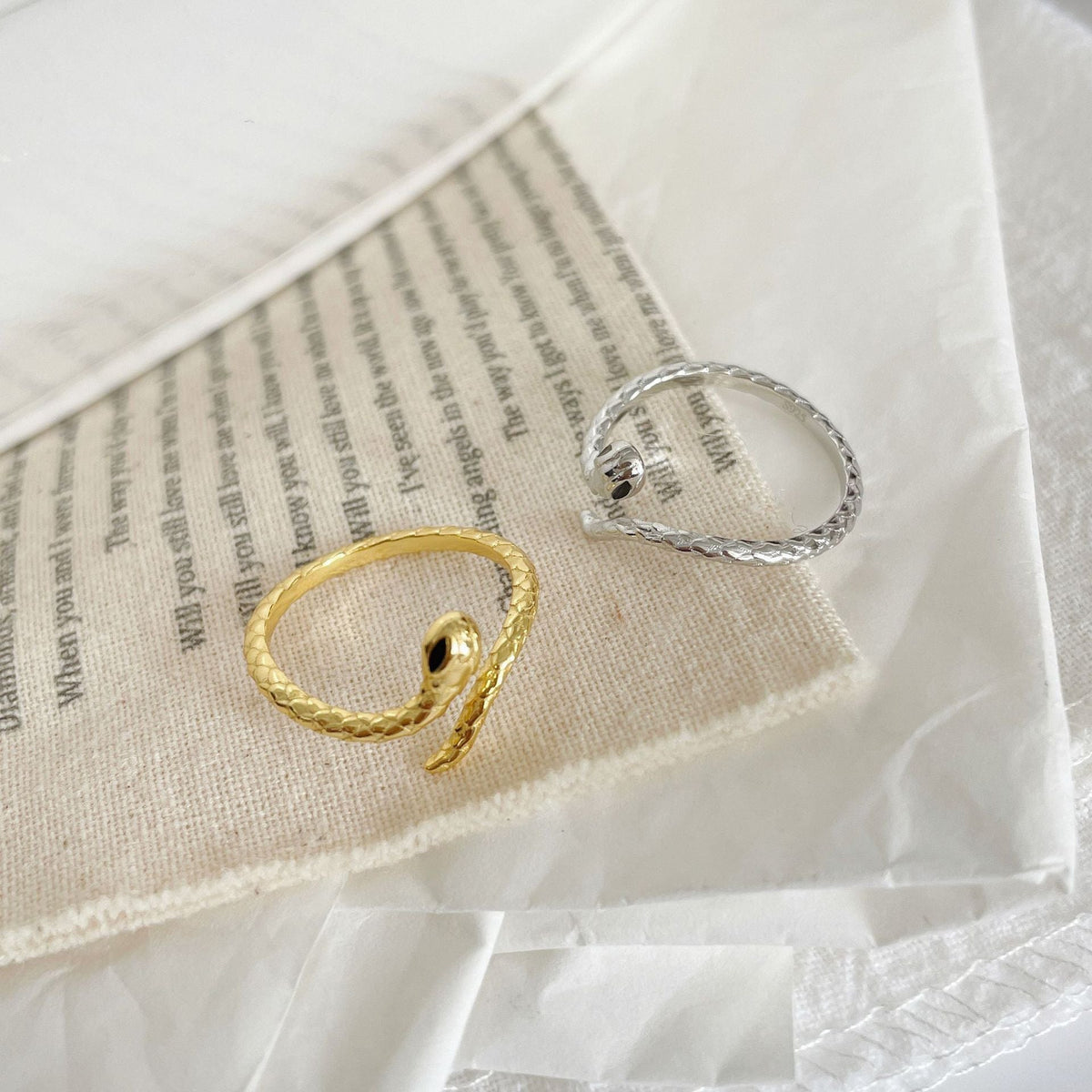 S925 sterling silver snake shaped ring