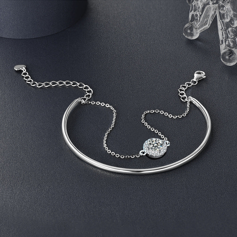 S925 silver moissanite stacked bracelet