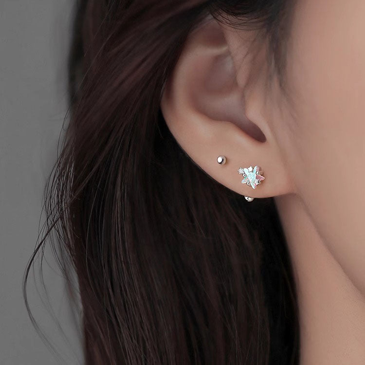 999 Silver Star shaped Earrings - Silvery