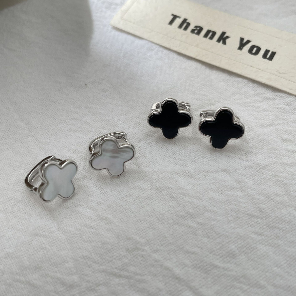 S925 sterling silver four-leaf clover earrings