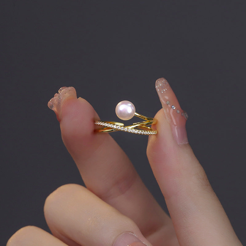 S925 sterling silver freshwater pearl ring