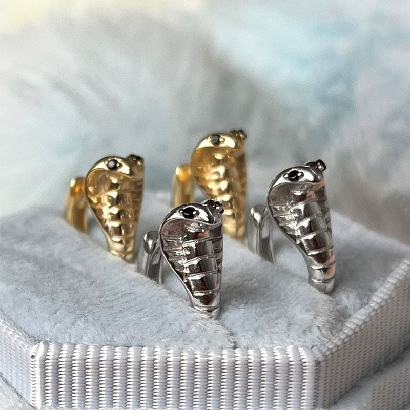 S925 sterling silver snake shaped earrings
