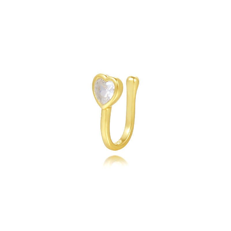 925 Sterling Silver Zircon U-Shaped Ear Cuff (Non-Pierced)