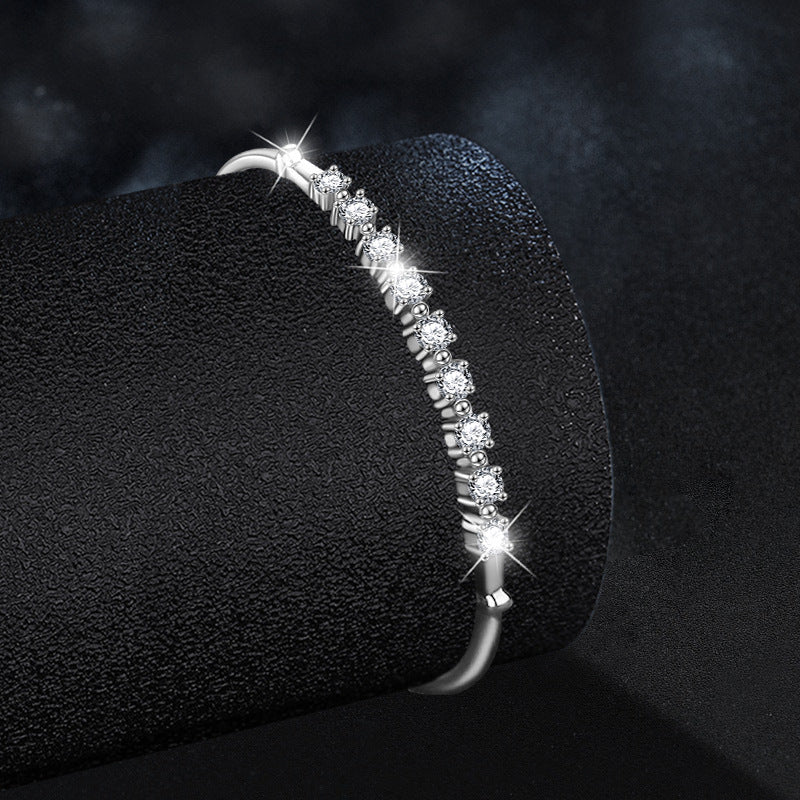 S925 Sterling Silver Moissanite Row Bracelet
