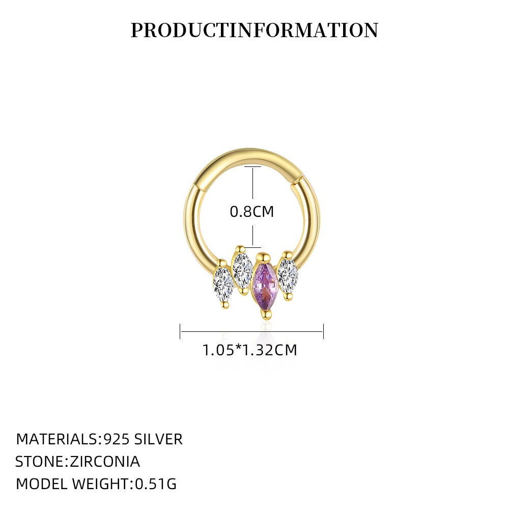 S925 Sterling Silver Purple Zircon Stud Earrings