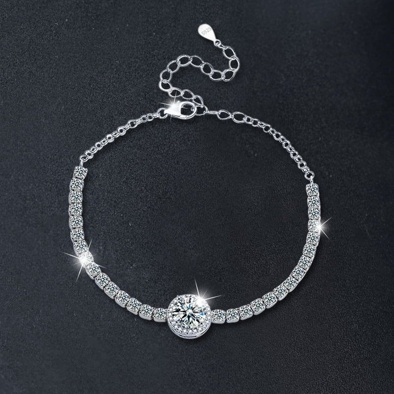 925 Sterling Silver Round-Set "Starry Sky" Moissanite Bracelet
