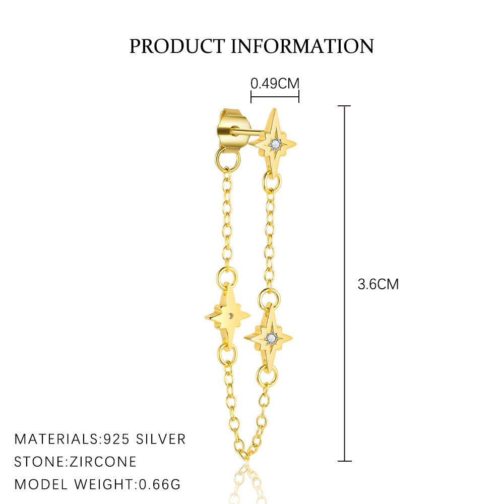 S925 sterling silver stud earrings with cubic zirconia