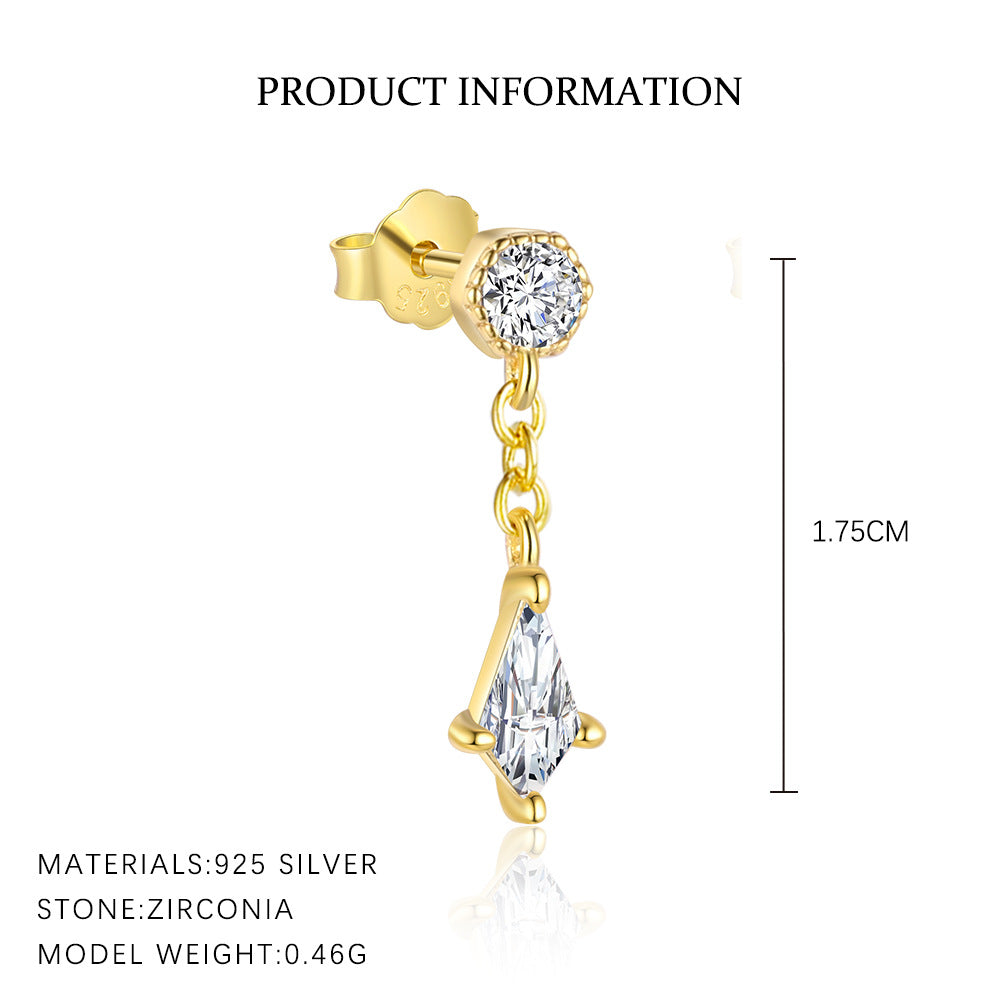 S925 Sterling Silver Geometric Zircon Stud Earrings