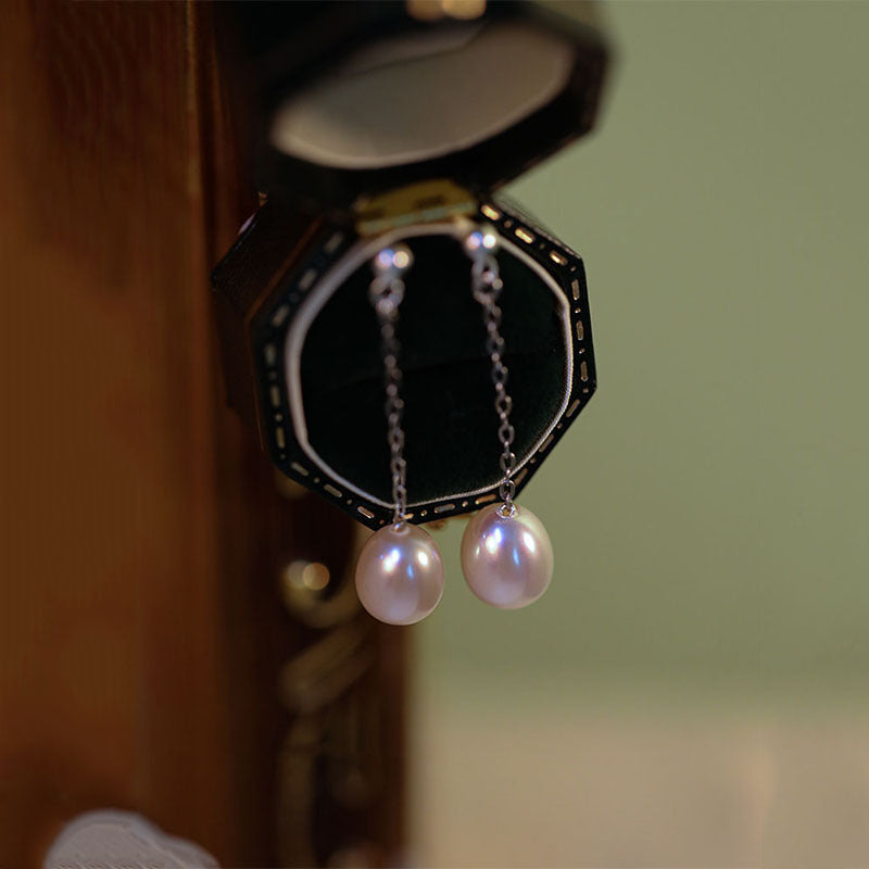 925 sterling silver freshwater pearl earrings - silvery
