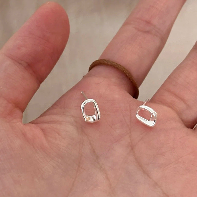 S925 pure silver geometric earrings - silvery