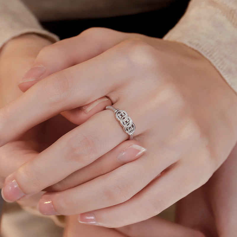 S925 sterling silver vintage coin opening ring