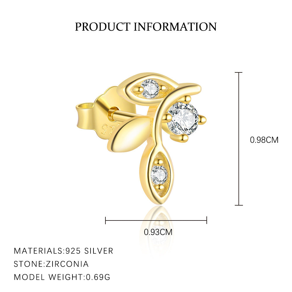 S925 sterling silver stud earrings with cubic zirconia