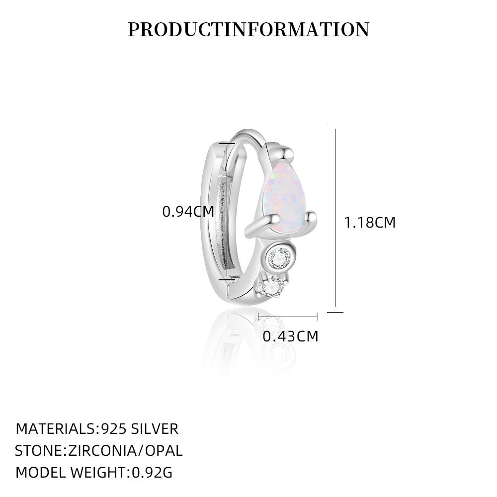 S925 Sterling Silver Opal and Zircon Earrings