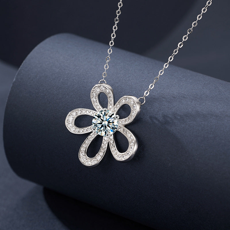 S925 Sterling Silver Moissanite Sunflower Necklace