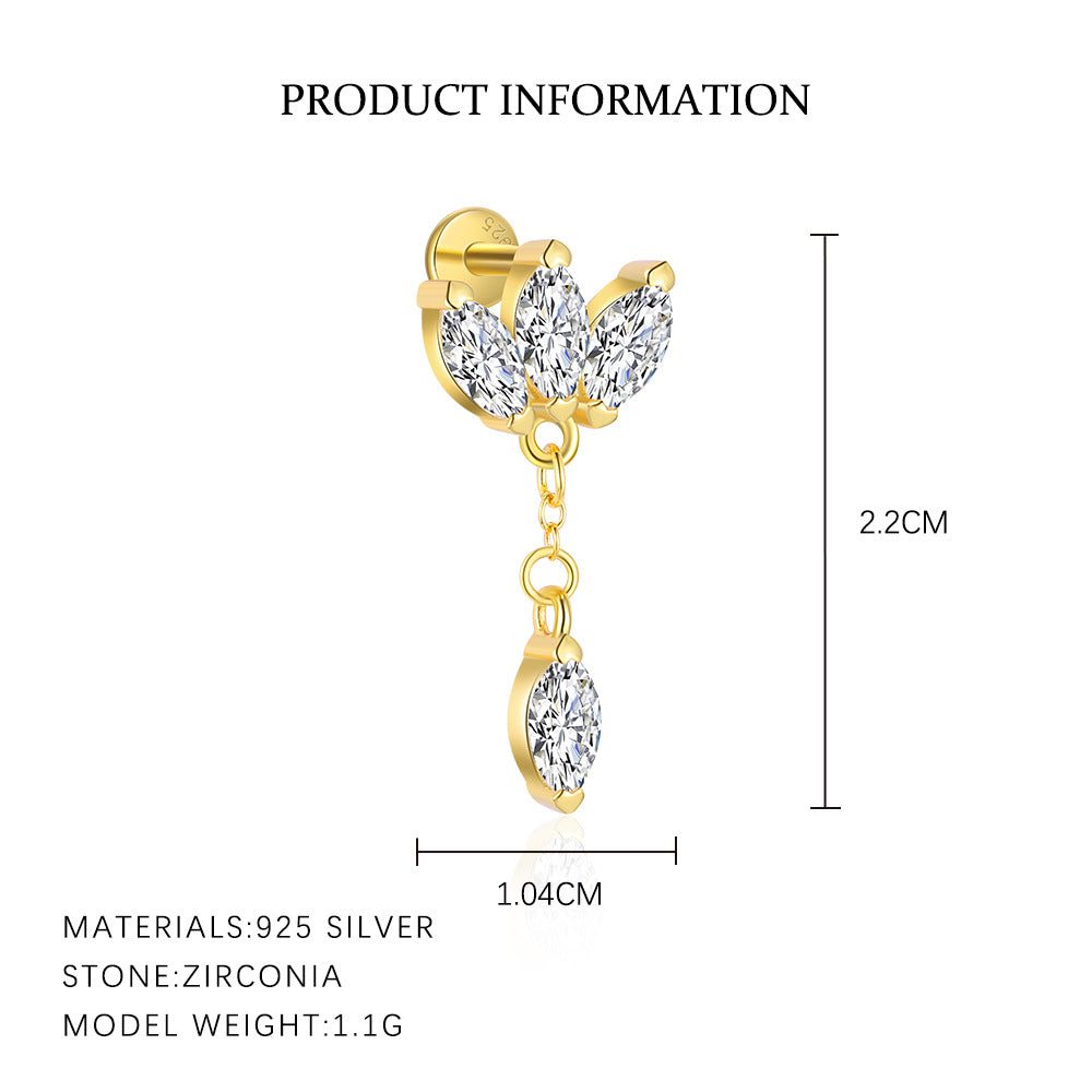 S925 Sterling Silver Zircon Stud Earrings