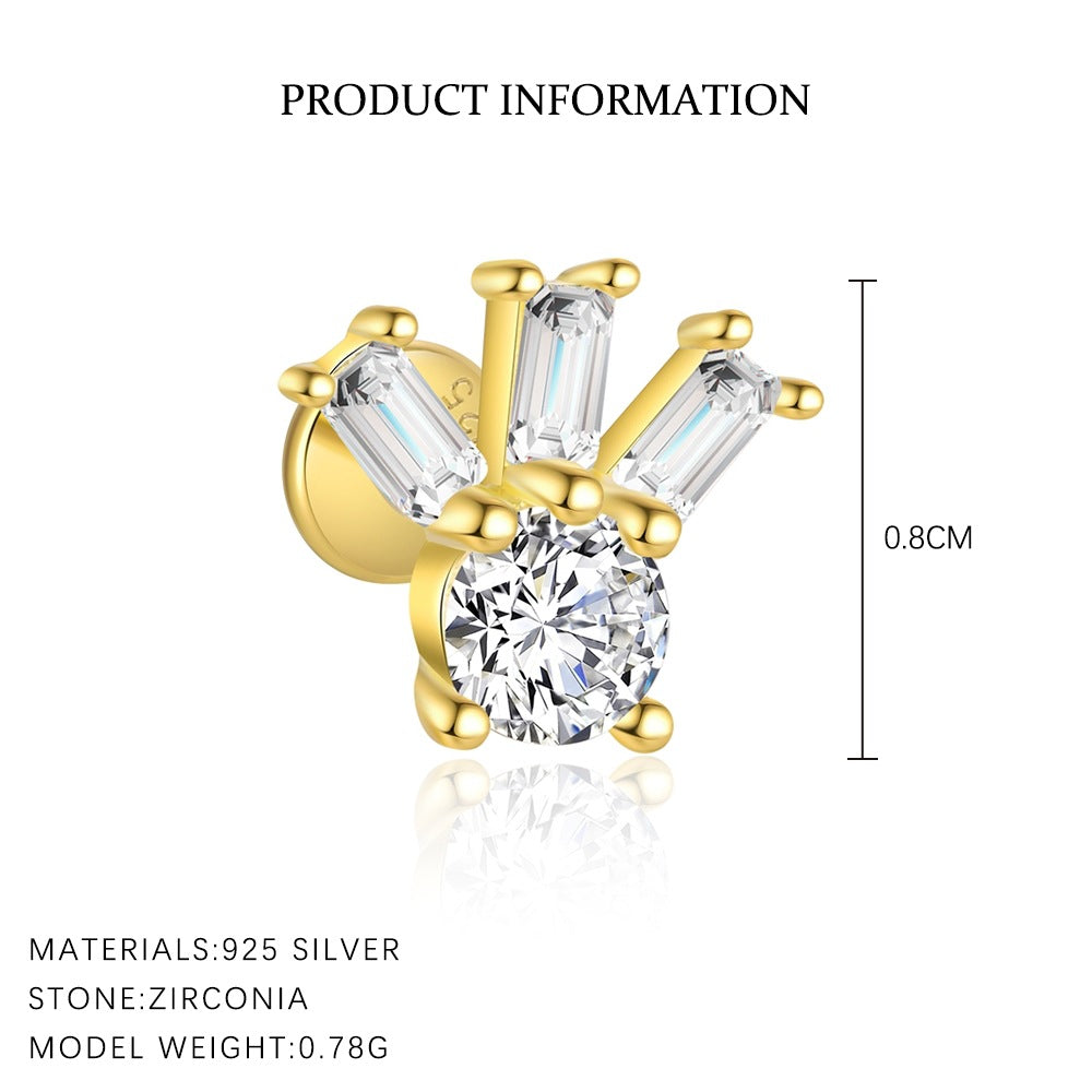 S925 Sterling Silver Zircon Stud Earrings