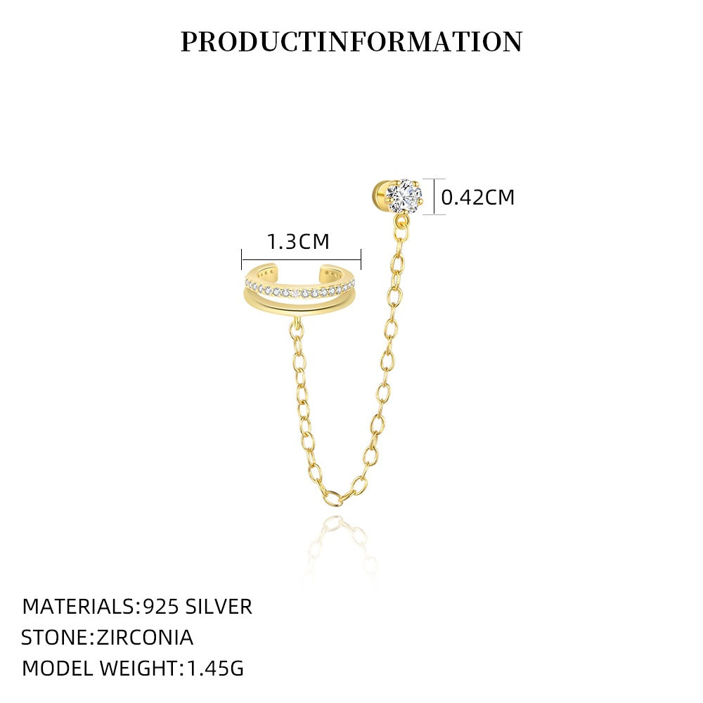 S925 Sterling Silver Zircon Five-Pointed Star Earrings