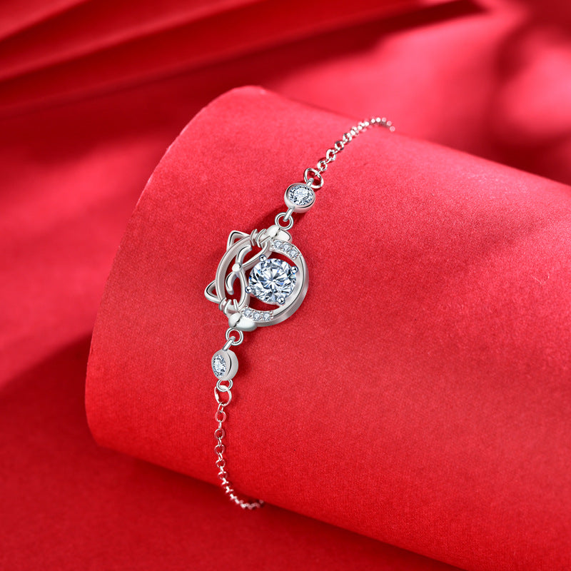 925 Sterling Silver Cute Cartoon Animal Moissanite Bracelet