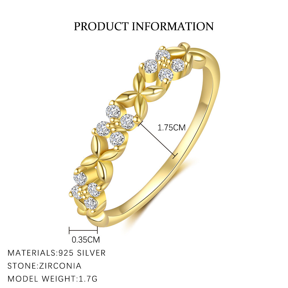 S925 Sterling Silver Ring with Colorful Cubic Zirconia