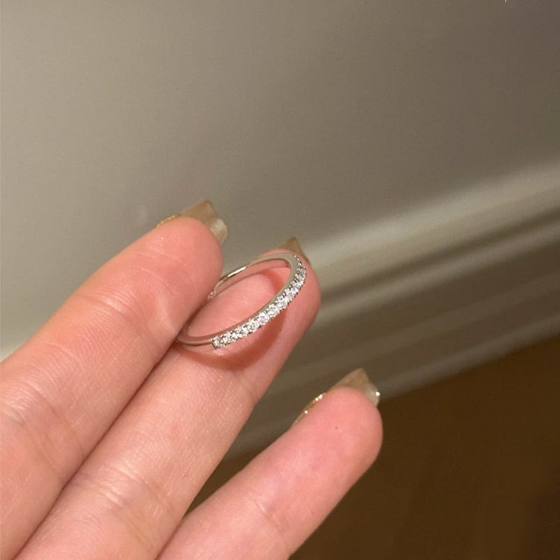 S925 silver inlaid zirconium closed ring