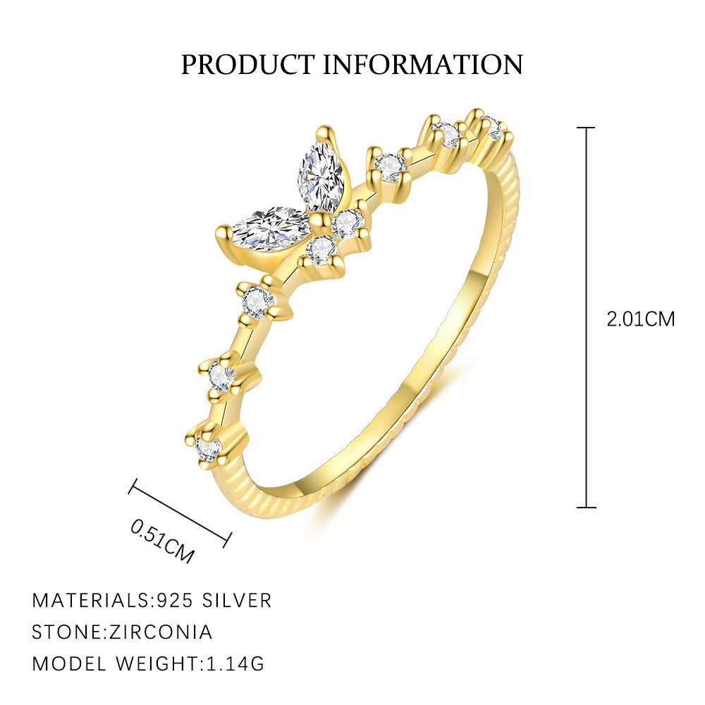 S925 Sterling Silver Open Ring with Sparkling Zirconia