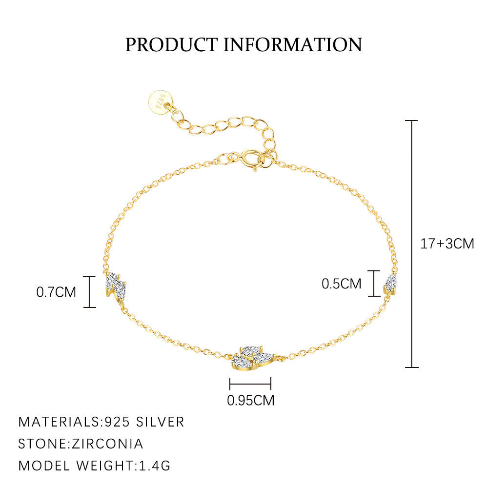 S925 Sterling Silver Bracelet Set with Zirconia