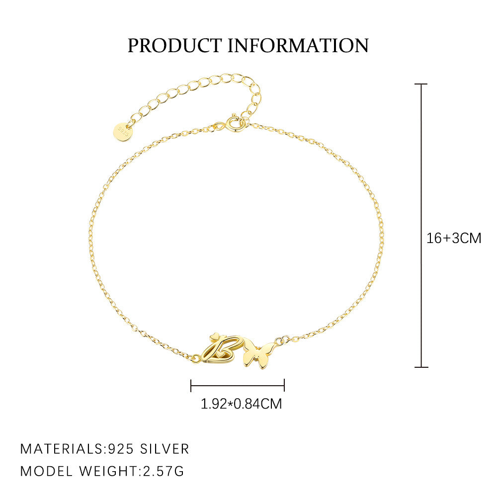 S925 Sterling Silver 26-Letter Bracelet