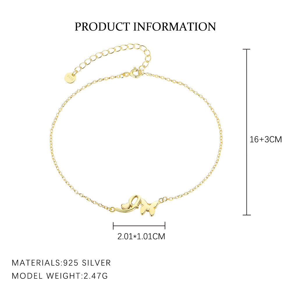 S925 Sterling Silver 26-Letter Bracelet