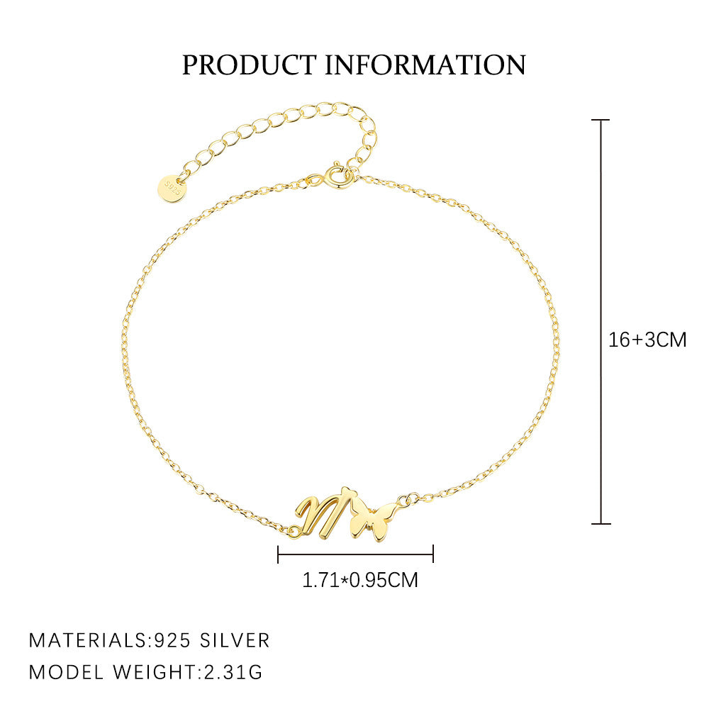 S925 Sterling Silver 26-Letter Bracelet