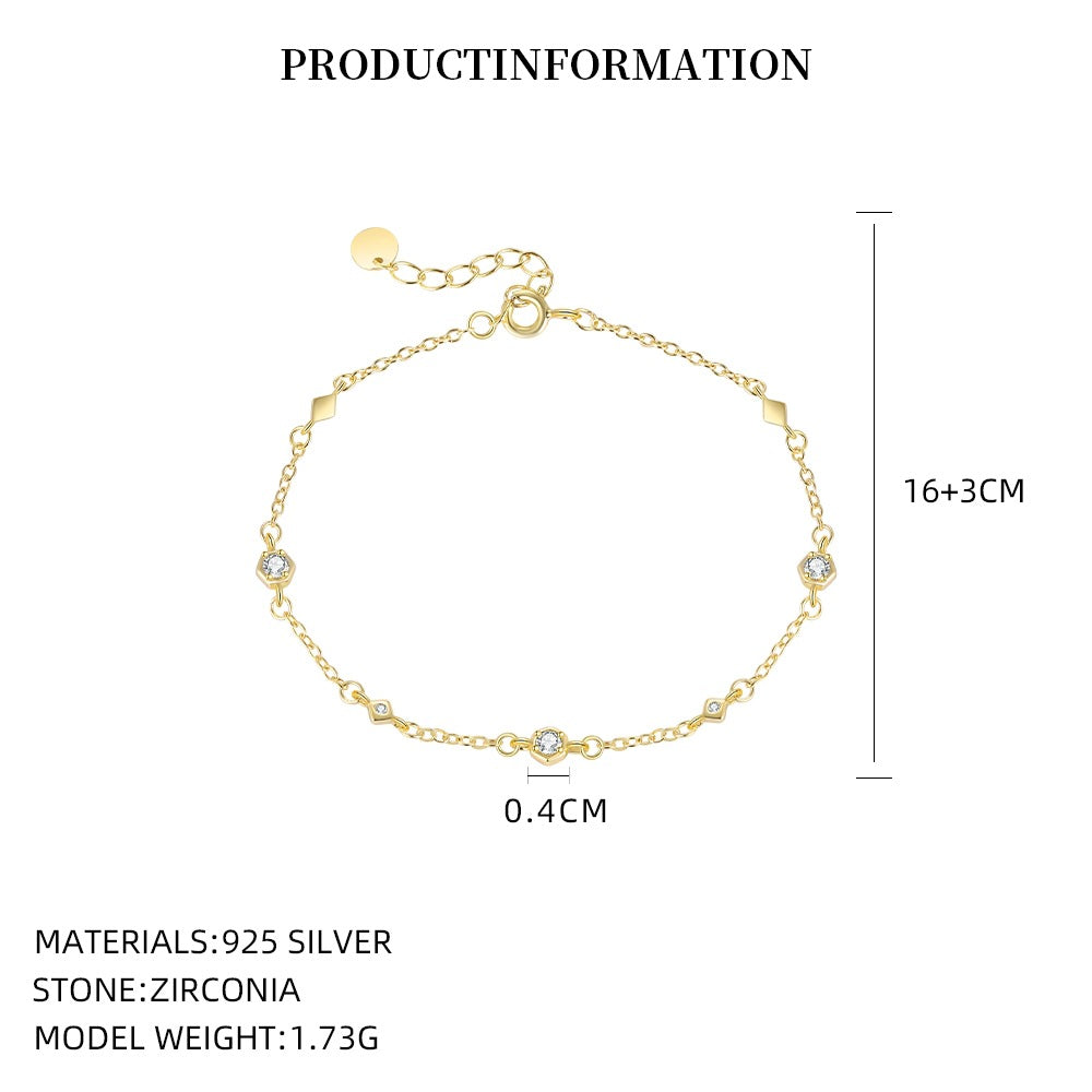 S925 Sterling Silver Bracelet Set with Sparkling Zirconia