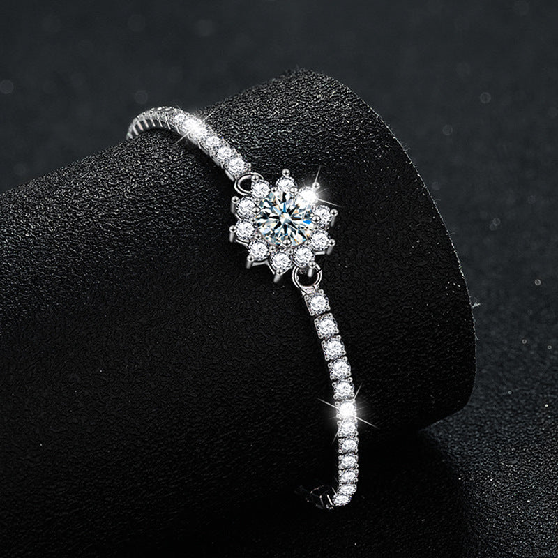 S925 Silver Moissanite Sunflower Bracelet