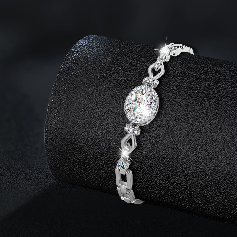 S925 Sterling Silver & Moissanite Oval Bracelet